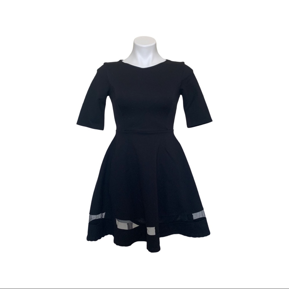 Lulus  Black Quarter Sleeve Fit and Flare